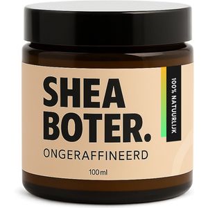 Natuurbazen Shea Boter – 100% Natuurlijk, Ongeraffineerd & Onbewerkt – 100ml in Glazen Pot – Rijk aan Vitamine A, E & Vetzuren – Voor Droge Huid, Lippen, Haar & DIY Cosmetica – Romige Textuur met Natuurlijke Geur