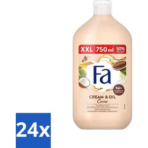Fa - Cream & Oil Cacao - Bad- & Douchegel - Cacaoboter Met Kokosolie - 750 ml - Voordeelverpakking - 24 stuks