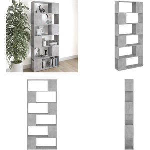 vidaXL Boekenkast/kamerscherm 80x24x186 cm bewerkt hout betongrijs - Boekenkast Kamerscherm - Boekenkasten Kamerschermen - Room Divider - Room Dividers