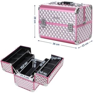 Make-up Case - Beauty Case - Zilverkleurig Roze - 1 stuk