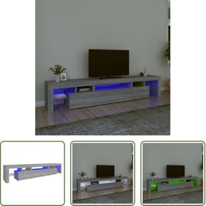 The Living Store TV-meubel - LED-verlichting - Grijs Sonoma Eiken - 215 x 36.5 x 40 cm (L x B x H) - Bewerkt hout