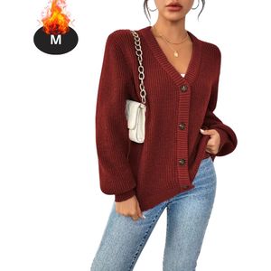 Bovista Vest Dames - Sweater - Sweaters - Hoodie - Warme Trui - Lang - Bordeauxrood - XS