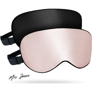 Mrs. Jones Verstelbare zijden slaapmasker 100% moerbeizijde oogmasker om te slapen voor dames en heren zwart perzikroze met 2 stuks .