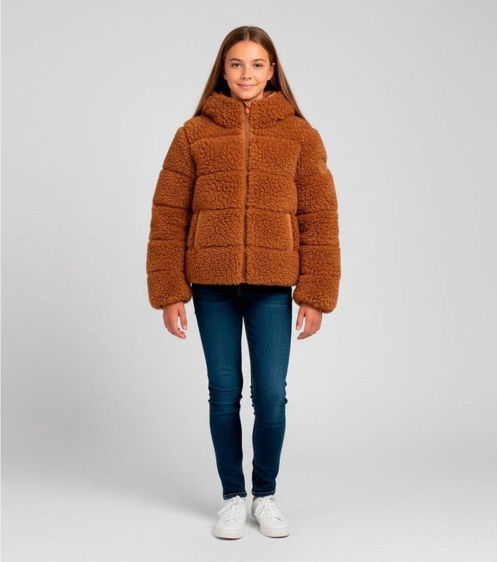 Save The Duckvoor meisjes. J32369G-CURL21 Bruine Kenda-jas (12años= 152cm), Casual, Polyester, kinderkleding