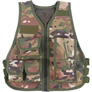 Allecto Plus - Kinder Leger Camouflage Vest voor Buitenspellen met Meerdere Zakken - Zoeken - Buitenspellen - Jacht - Camouflage
