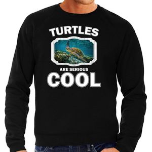Dieren schildpadden sweater zwart heren - turtles are serious cool trui - cadeau sweater zee schildpad/ schildpadden liefhebber XXL