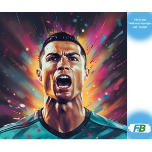 F4B Cristiano Ronaldo Diamond Painting 40x40cm | Vierkante Steentjes | CR7 | Voetbal | Real Madrid | Manchester United | Portugal | Al Nassr | Mensen | Pakket Volwassenen en Kinderen