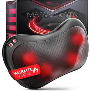 Wellax - Relaxing Massage Cushion - Zwart - Shiatsu Massager met Warmtefunctie en 360° Rotatie