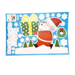 Kerst - Raamsticker - Kerstman/Sneeuwvlok/Kerstkrans/Cadeau/Merry Christmas - Herbruikbaar - 1 Stuks