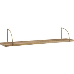 Rootz Wandplank - Industriële Metalen Hangplank - Grote Design Zwevende Plank - Woonkamer Wandboekenplank - Mango Massief Hout - 120x25x22 cm
