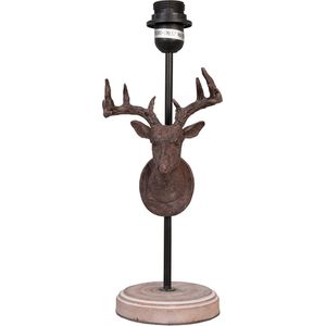 HAES DECO - Lampenvoet - Formaat Ø 20x46 cm, kleur Bruin, gemaakt van Hout|Polyresin voor Fitting E27/max 1x60W - Lampvoet, Tafellamp