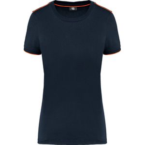 WK. Designed To Work Dames-t-shirt Day To Day korte mouwen WK3021 - Navy / Fluorescent Orange - XXL