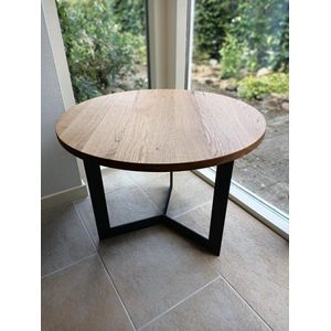 Design salontafel – Eikenhouten blad – Stalen frame – 45x60x60 cm