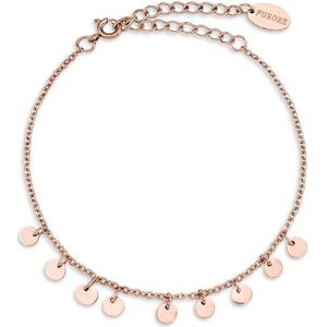 Furore - FJ 2312 - armbandje - hangende bedeltjes - klein - 20cm - stainless steel - rosé goud