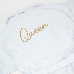 Badjas - HOGE KWALITEIT - QUEEN - badmantel - badjas vrouw - badjas dames - badstof - 100% katoen - huwelijk - trouw - cadeau - kado - moederdag - verjaardag - pensioen - Kerst - maat S/M