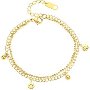Armband met bedels dames Zazi Flower goud verguld - Goudkleurige Armbanden bloemen Sophie Siero in geschenkverpakking