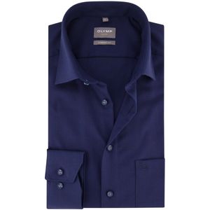 Olymp - Wijde Fit - Katoenen Overhemd - Donkerblauw