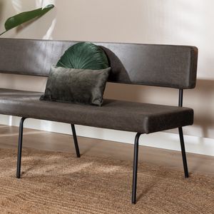 Bronx71® Industriële eetkamerbank Espen antraciet eco-leer 190 cm