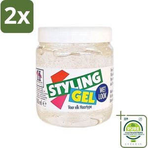 Hegron - Styling Gel - Wetlook Wit - Glanzende Afwerking - 150 ml - Voordeelverpakking - 2 stuks - Styling gel - Wetlook
