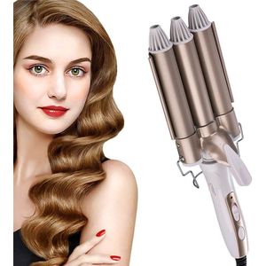 Crrynuo Krultang - Haarstylingtang - Negatieve Ion Krultang - Grote Krultang 1 Stuk Met 3-Buis Ontwerp 2 Temperatuurniveaus