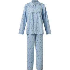 Lunatex dames pyjama doorknoop - maat XL - Veer - blue
