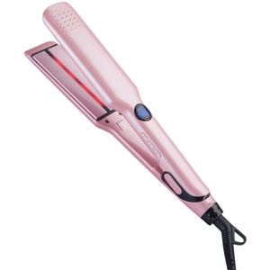 Stijltang, stijltang, multifunctionele krultang, stijltang met clip, professionele keramische stijltang, vermindert pluis, glanzend en glad hittestylingtool roze