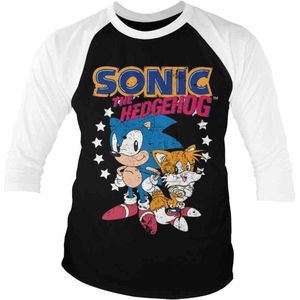 Sonic The Hedgehog Raglan top -2XL- Sonic & Tails Zwart/Wit