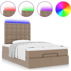 vidaXL - Ottoman - bed - met - matras - en - LED's - 120x200cm - kunstleer