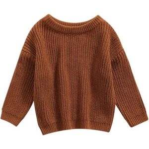 Baby trui - Gebreide trui - Unisex - Jongens - Meisjes - Bruin - Maat 74/80