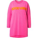 Angel of Style Angel of Style - Dames - Sweatshirt loose fit opschrift acid wash - Hibiscusrood - Maat 42