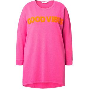 Angel of Style Angel of Style - Dames - Sweatshirt loose fit opschrift acid wash - Hibiscusrood - Maat 42