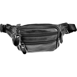 Heuptasje Unisex - Zwart Rundleer - Buideltas - Informal Crossbodytas - Slingbag