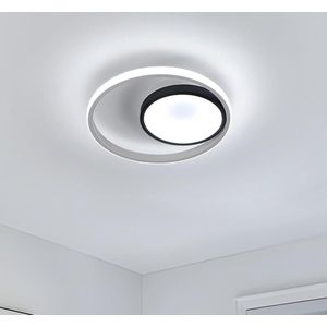Delaveek-Ronde LED Aluminium Plafondlamp-30W- Wit 6500K- Dia 30cm-Zwart+Wit