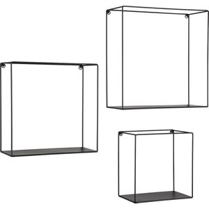 Wandrek - Wandplankenset - Torna Atika - 3-delige wandplanken - Zwart - Metaal