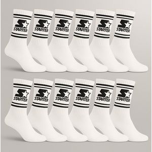 Starter Classic Crew Socks – Unisex 12-Pack wit/zwart 39-42