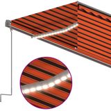 vidaXL - Luifel - automatisch - rolgordijn - LED - windsensor - 5x3 - m - oranje - bruin