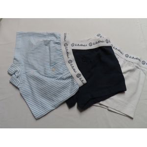 Boxershort - 3 Pack - Jongens - Wit , marine , streepje blauw - 3 jaar 98