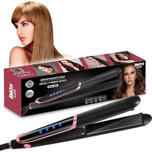 Professionele 2-in-1 stijltang - Toermalijn Keramische Platen - LCD Display - Instelbare Temperatuur 265-750°C - Antistatisch - Voor Kort en Lang Haar