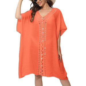 Allecto Plus - Eendelige sarong met diepe V-hals - Dames badkleding voor zomerstrand - Effen kleur - Bikini cover-up