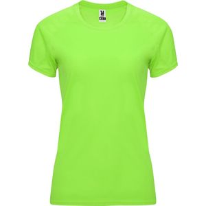 Fluorescent Groen dames sportshirt korte mouwen Bahrain merk Roly maat S