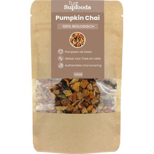 Pumpkin Chai - 100% Biologisch - 100gr - Ideaal als Losse Kruidenthee of Chai Latte - Mix met onder andere Pompoen, Appel en Kaneel