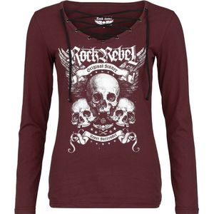 Rock Rebel by EMP donkerrood shirt met lange mouwen en V-hals - Dames - S
