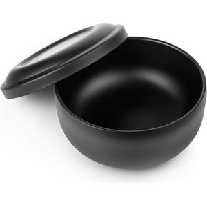 GTB® Scheerkom - Scheerkwast - Scheerkop - Scheerkom van Roestvrij Staal met deksel 4 inch - 11x7x1cm - Zwart