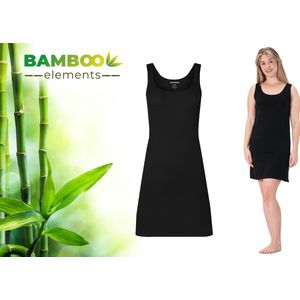 Bamboo Elements - Onderjurk Zwart - S/M - EU 36-38 - Onderjurk Dames - Kort - Brede Bandjes - Jurken voor vrouwen - Nachtjapon - Nachthemd - Slipdress