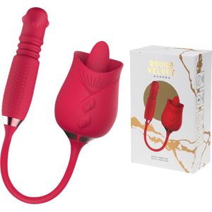 Rouge Velvet - Roos USB Vibrator Massager + Likken + Tikken - Luxe Cadeauverpakking - Rood