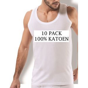10 pack XL Katoen Onderhemd - Mauwloos Onderhemd - Heren Onderhemd - t-shirts - t shirt heren - Wit