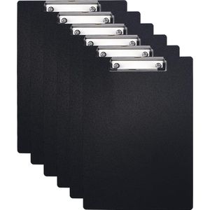 A4 Klembord met pincet en deksel - 6 stuks - Waterdicht - Zwart clipboard