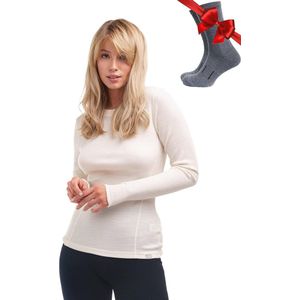 Merinowol Basislaag Voor Dames - Thermisch Shirt Met Lange Mouwen En Sokken