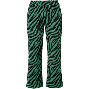 MIAMODA - Dames - Broek gekleurd zebramotief elastische tailleband. - Groen - Maat 44
