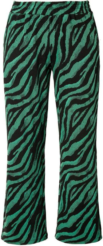MIAMODA MIAMODA - Dames - Broek gekleurd zebramotief elastische tailleband. - Groen - Maat 44